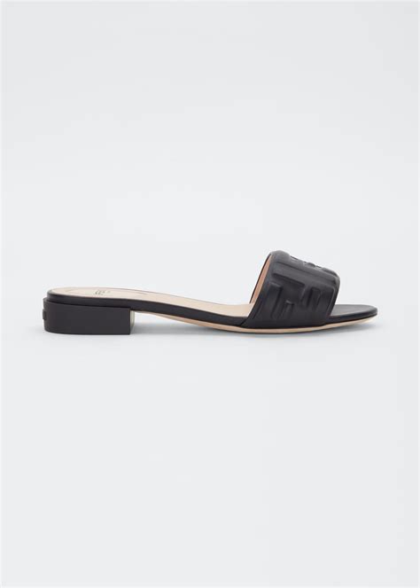 fendi promenade ff flat leather sandals|Fendi sandals.